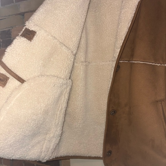 Wilfred Free Deanna Sherpa Jacket (Aritzia) Camel Faux Suede – Size M - Picture 4 of 6